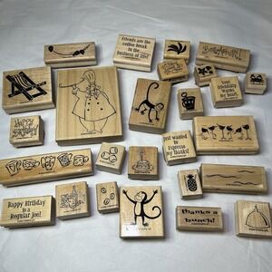 Vintage Stampin Up Lot of 26 Rubber Wooden Stamps 2000s Scrapbooking Art Cards